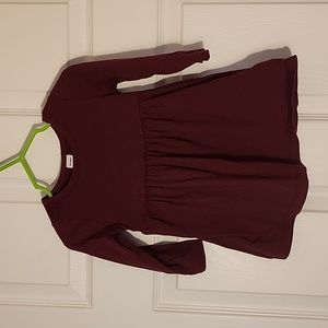 12-18 Cranberry Long Sleeved Cotton Dress